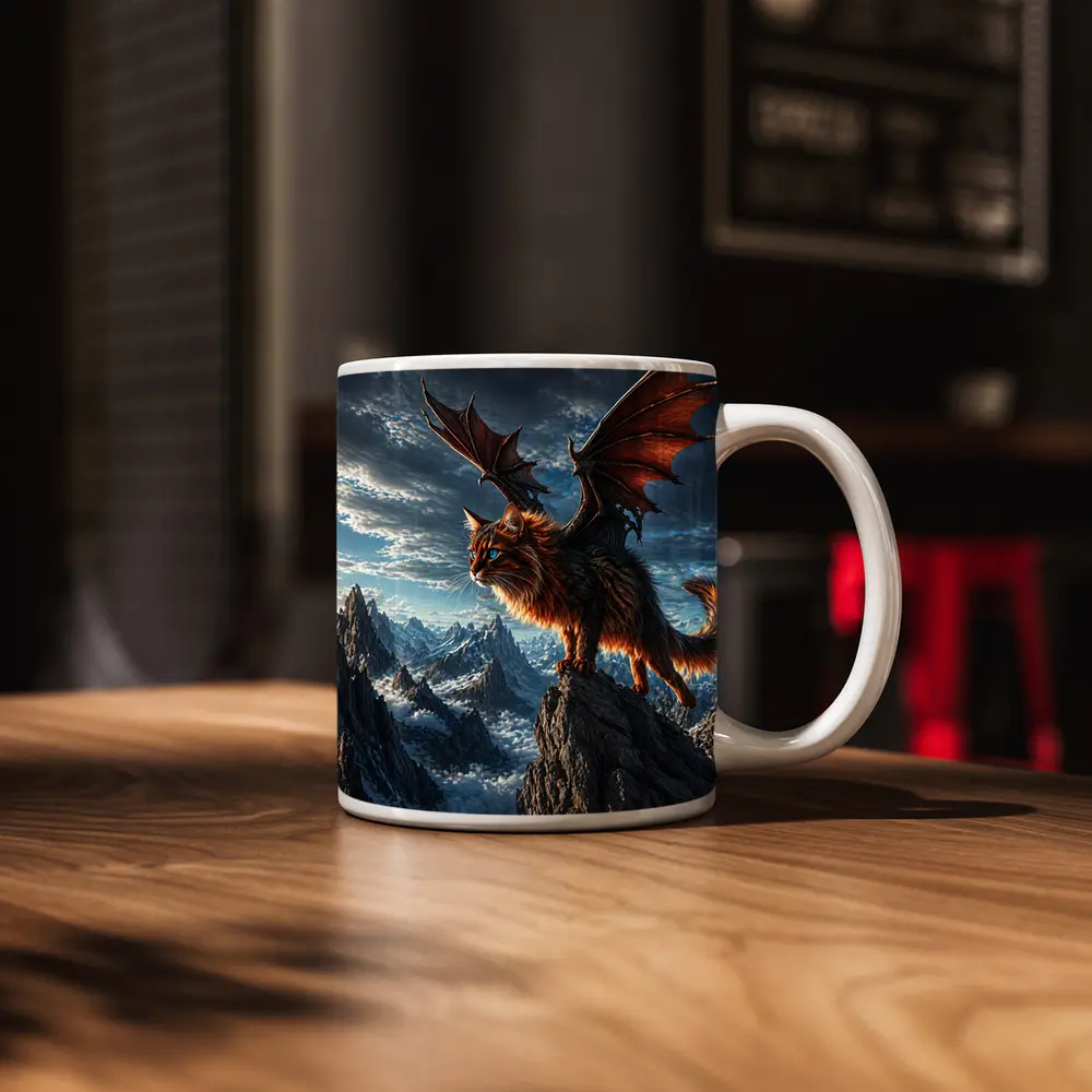 Somali Cat Dragon Wings Mountain Sky – Mugs