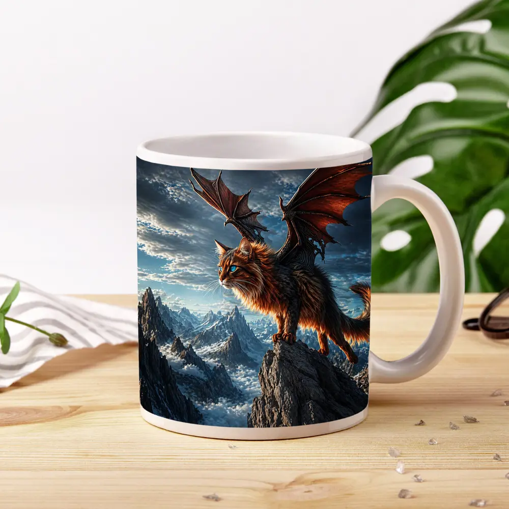 Somali Cat Dragon Wings Mountain Sky – Mugs