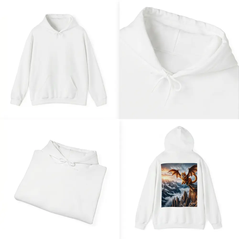 Dragon Wing Cat Over Snowy Mountain Peaks – Hoodies