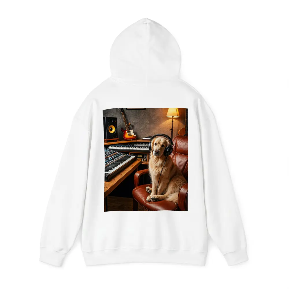 Golden Retriever Producer in Music Studio – Hoodies