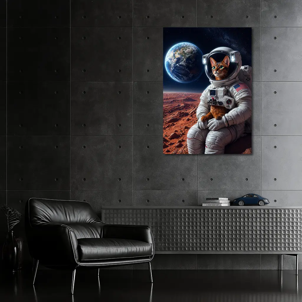 Abyssinian Cat Astronaut On Mars Earth – Wall Art