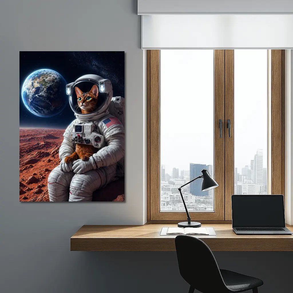 Abyssinian Cat Astronaut On Mars Earth – Wall Art