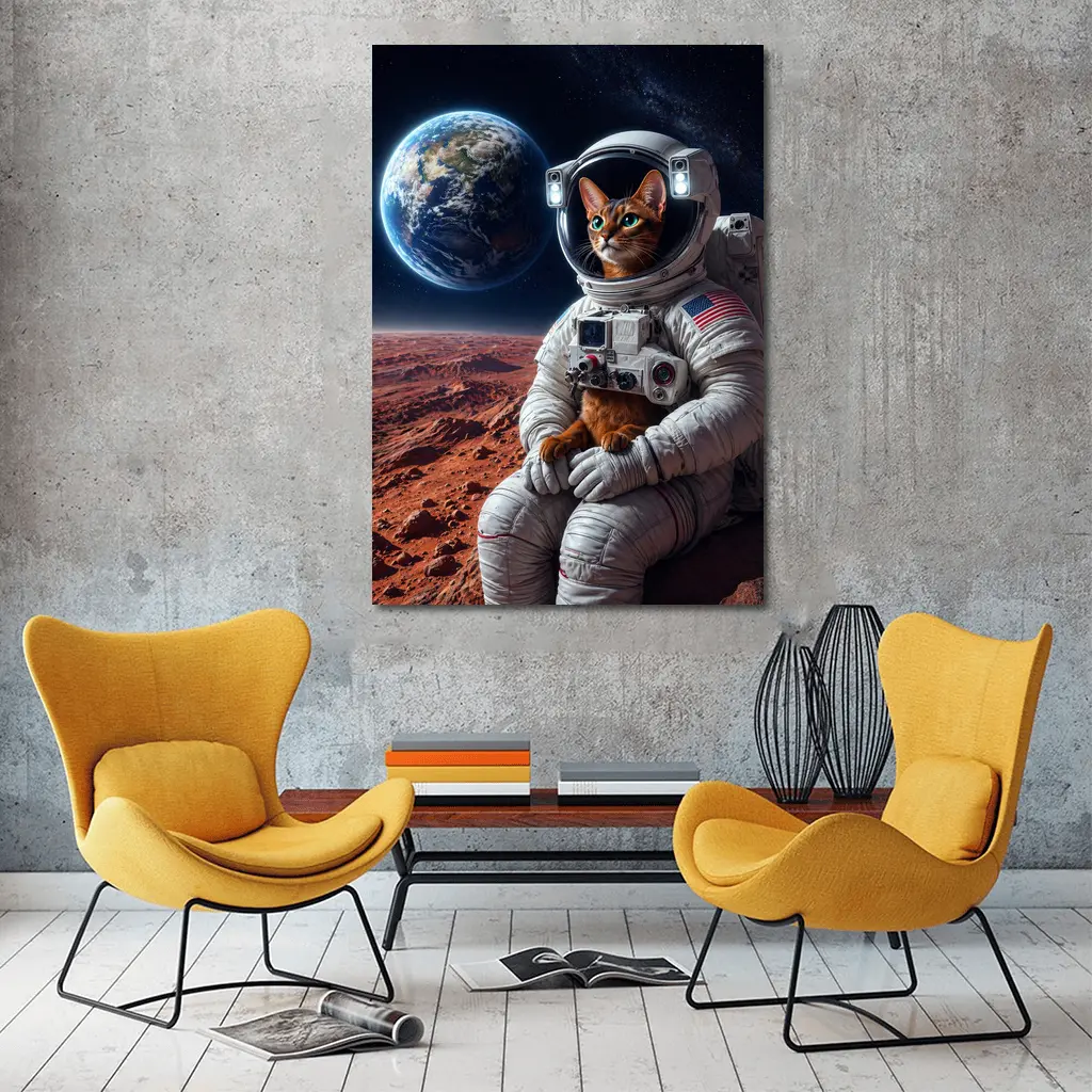 Abyssinian Cat Astronaut On Mars Earth – Wall Art