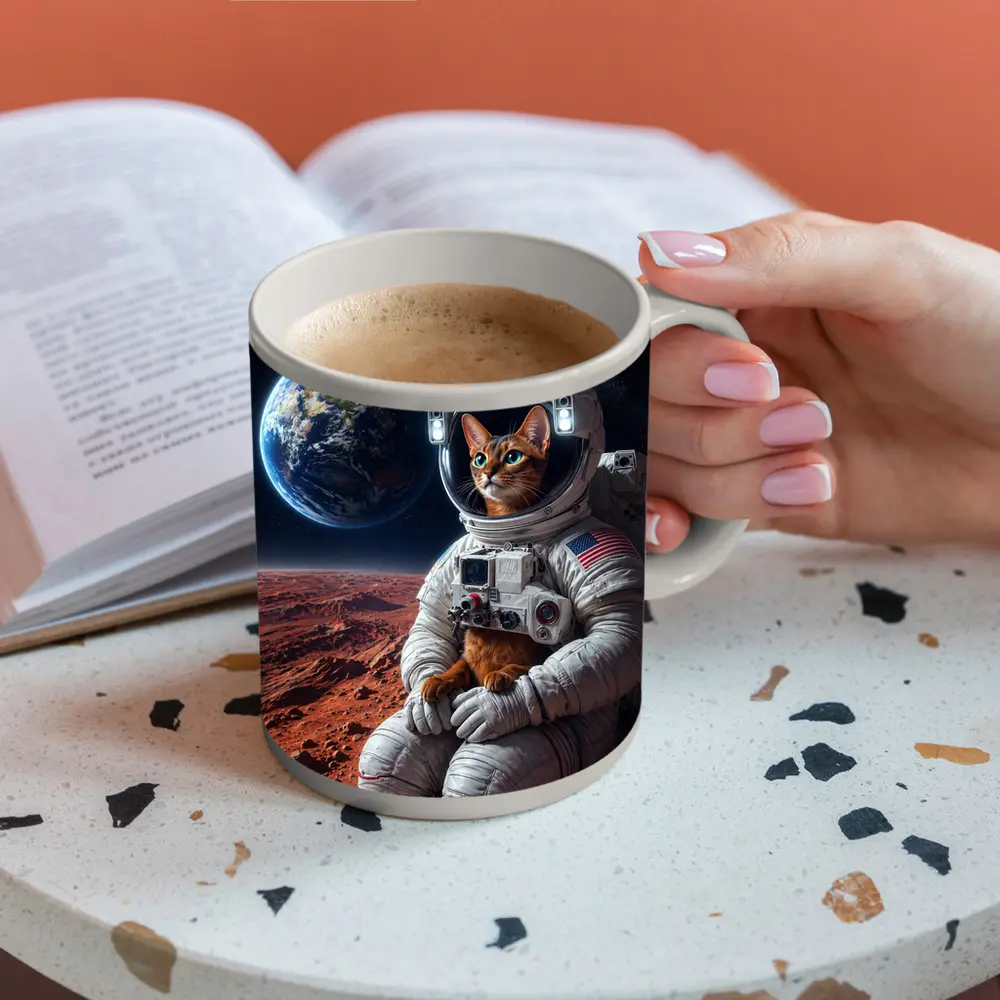 Abyssinian Cat Astronaut On Mars Earth – Mugs