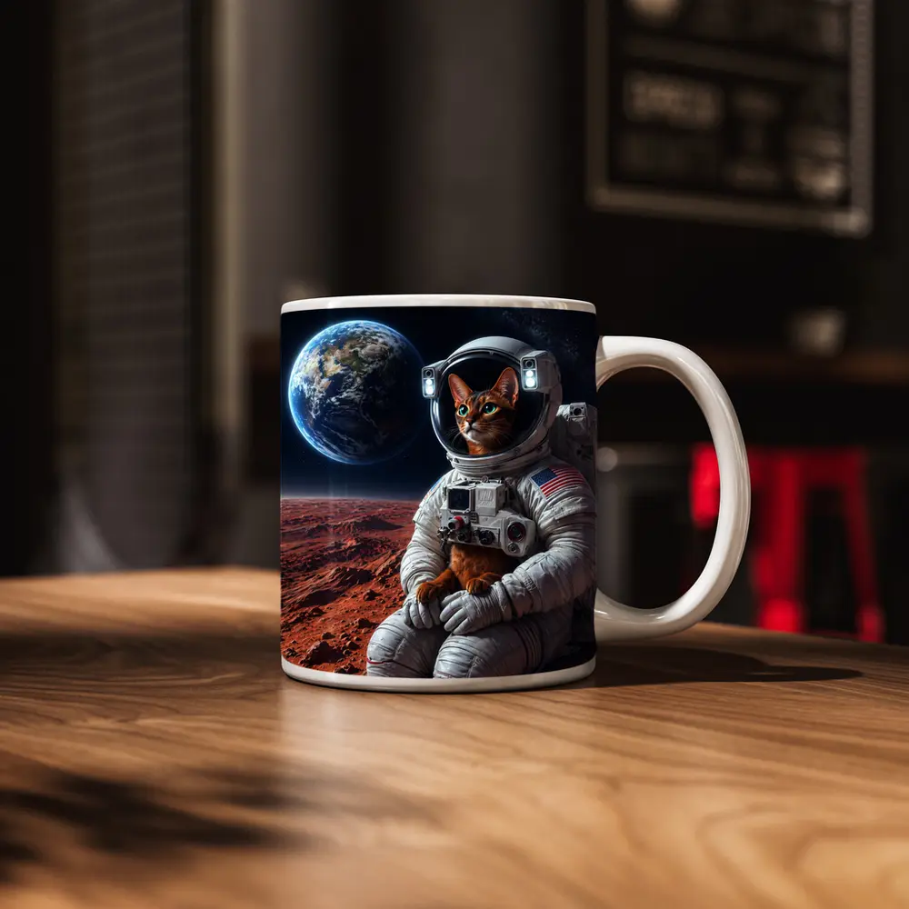 Abyssinian Cat Astronaut On Mars Earth – Mugs