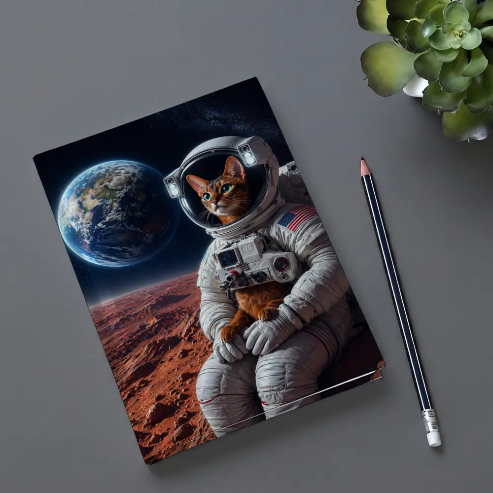 Abyssinian Cat Astronaut On Mars Earth – Notebooks
