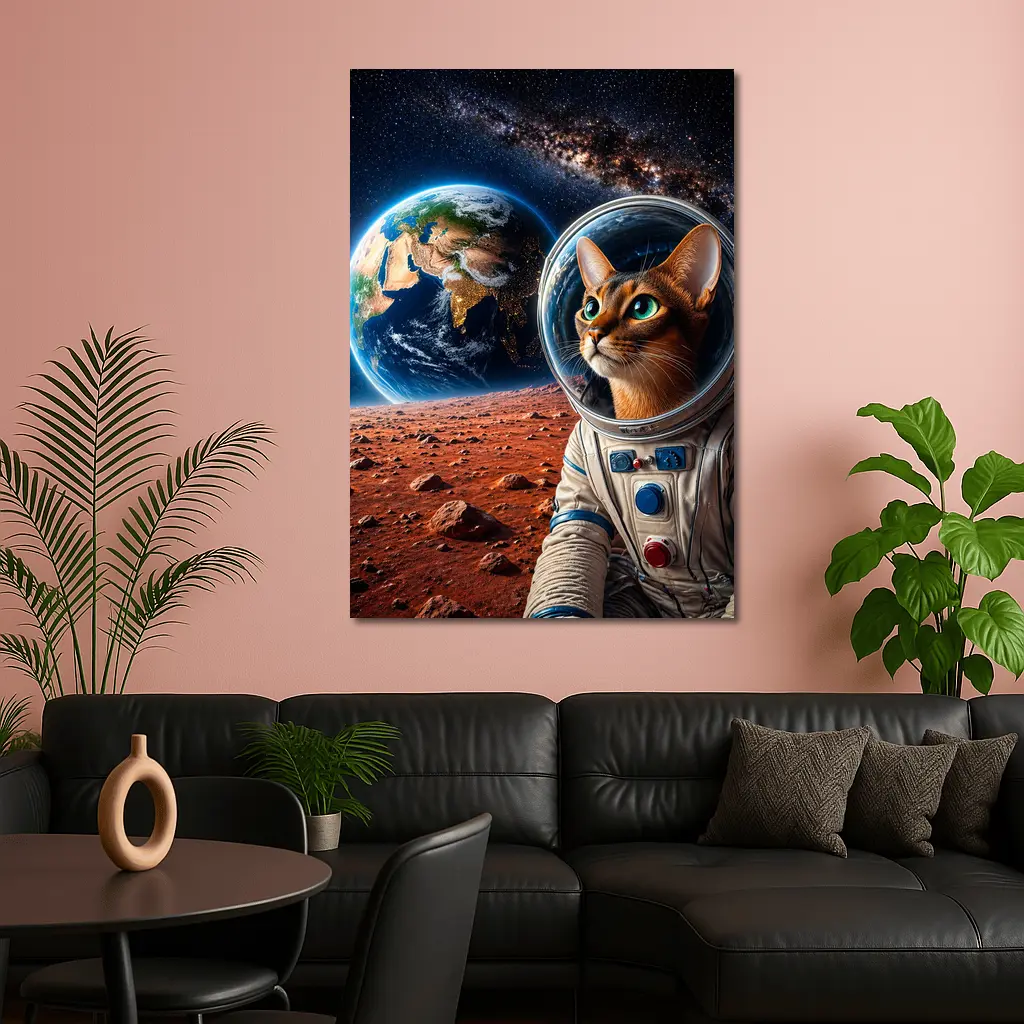 Abyssinian Cat Astronaut on Mars Earth – Wall Art