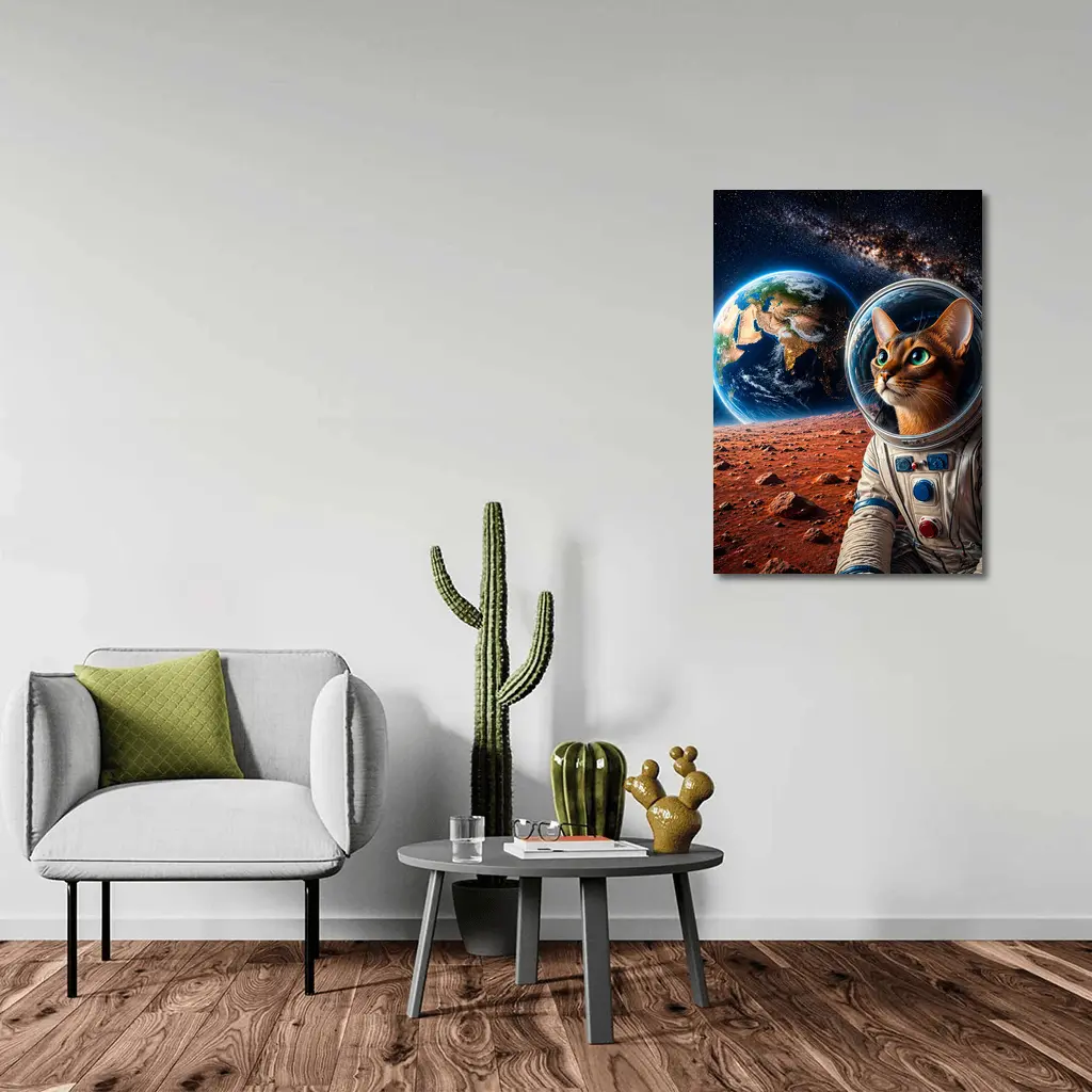 Abyssinian Cat Astronaut on Mars Earth – Wall Art
