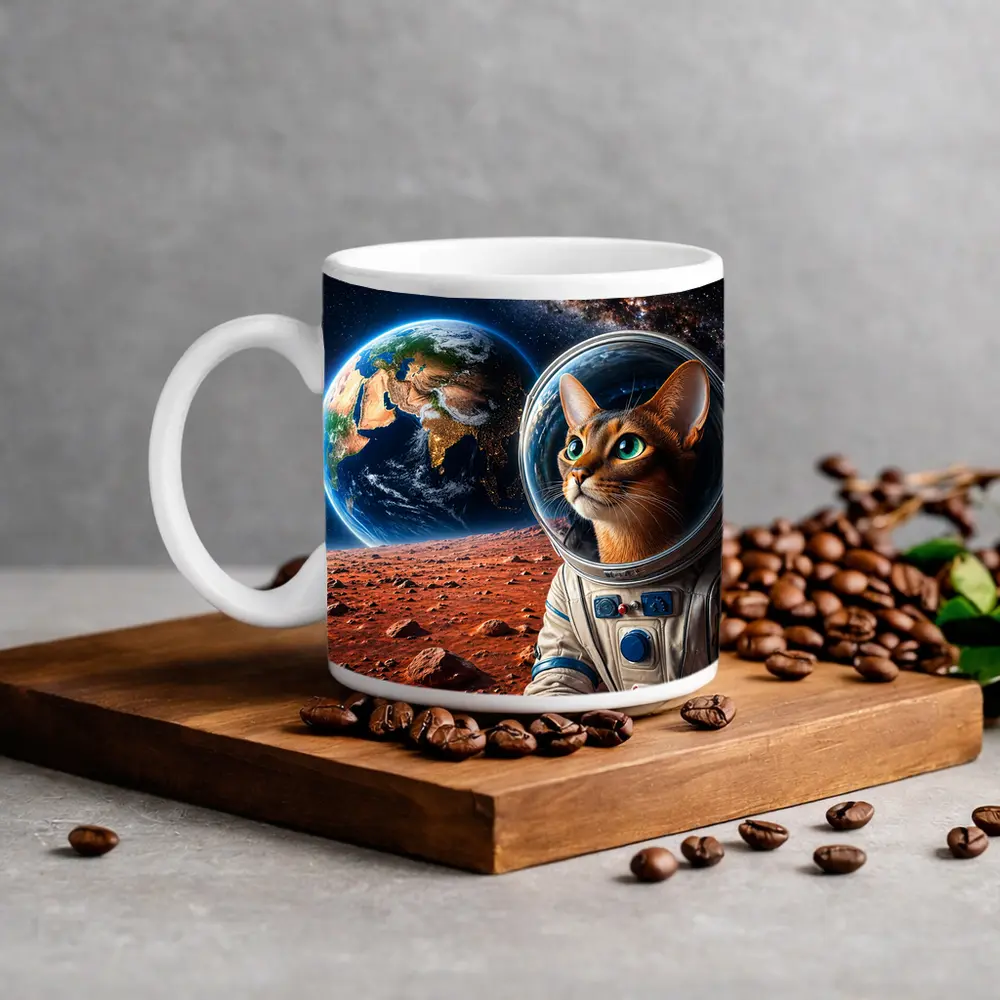 Abyssinian Cat Astronaut on Mars Earth – Mugs