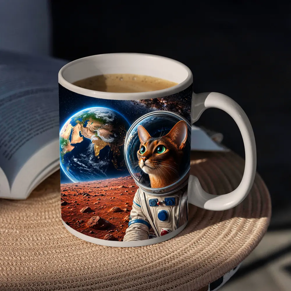 Abyssinian Cat Astronaut on Mars Earth – Mugs