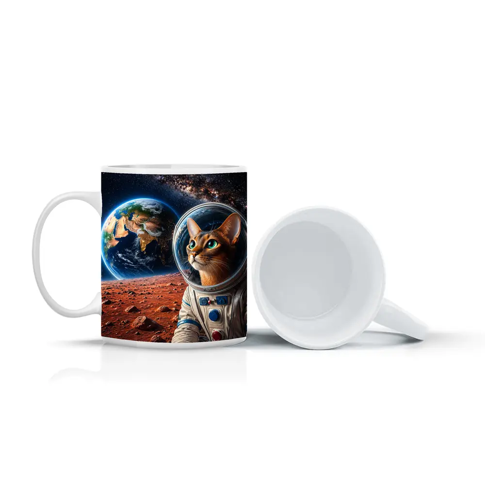 Abyssinian Cat Astronaut on Mars Earth – Mugs