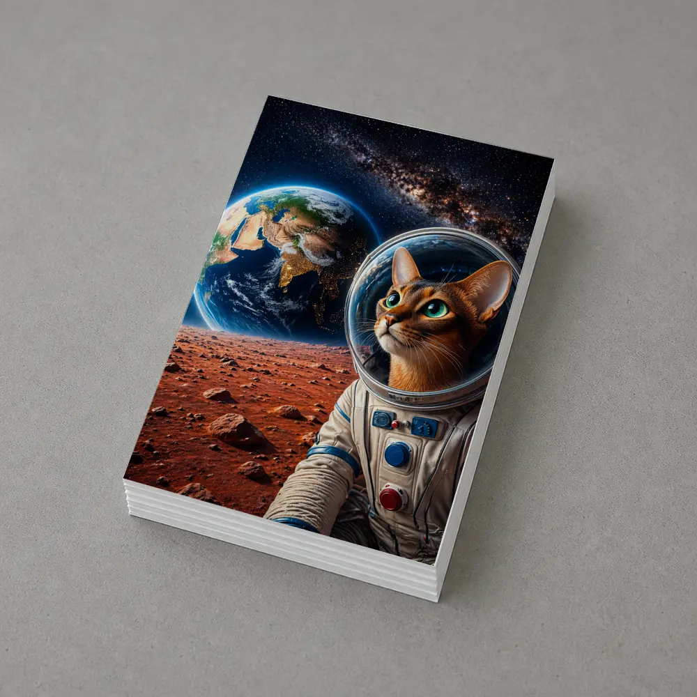 Abyssinian Cat Astronaut on Mars Earth – Postcards