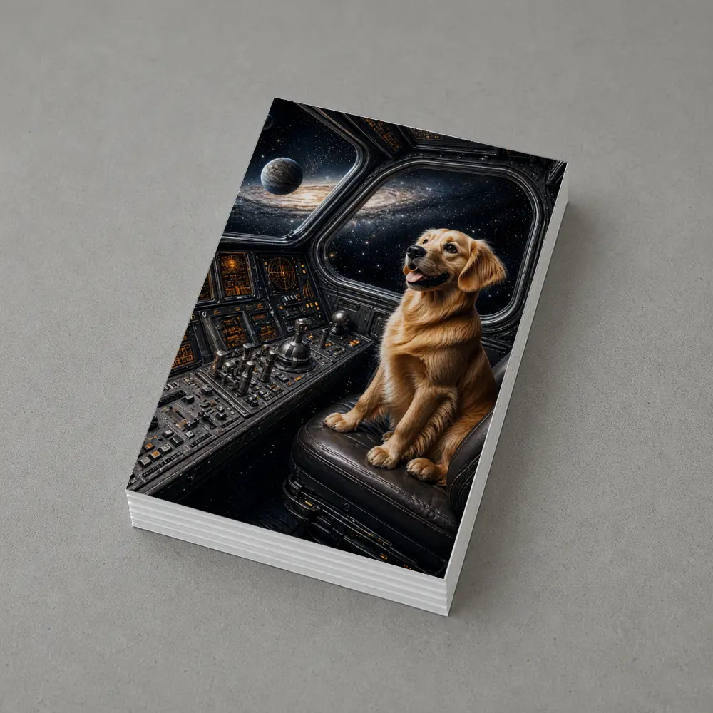 Golden Retriever Pilot In Space Cockpit – Postcards