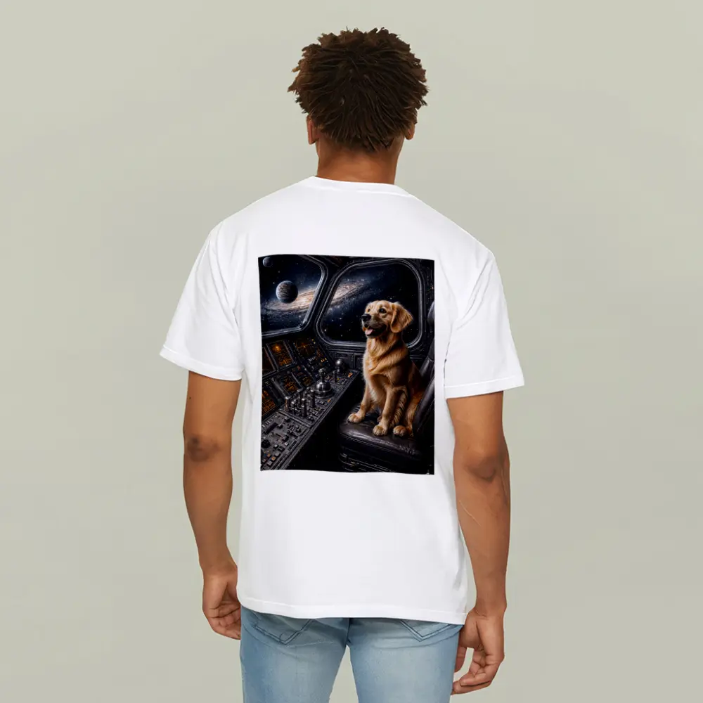 Golden Retriever Pilot In Space Cockpit – T-Shirts