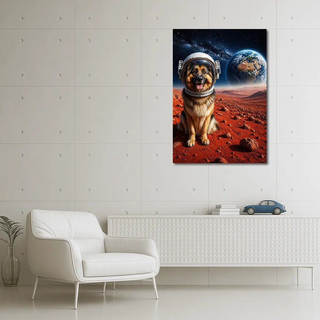 German Shepherd Astronaut on Mars Surface – Wall Art
