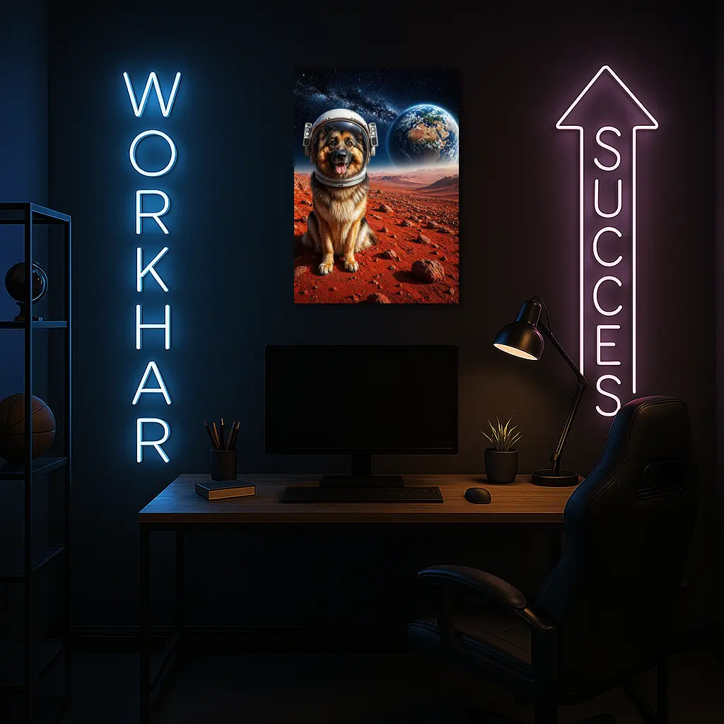 German Shepherd Astronaut on Mars Surface – Wall Art