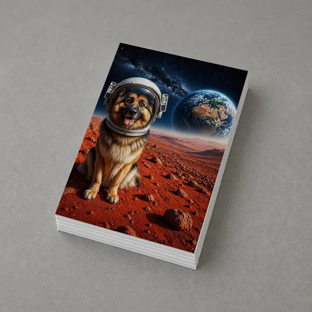 German Shepherd Astronaut on Mars Surface – Postcards