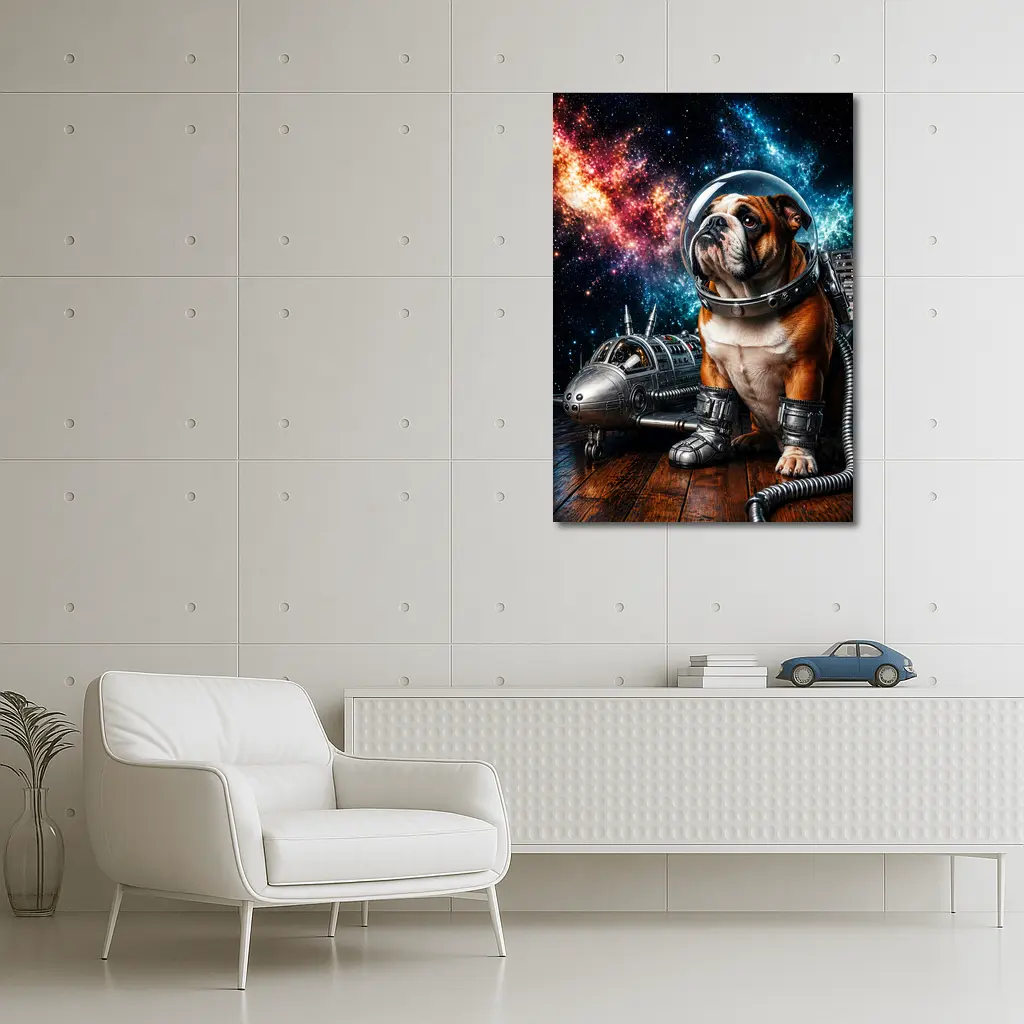 English Bulldog Astronaut Space Galaxy Art – Wall Art