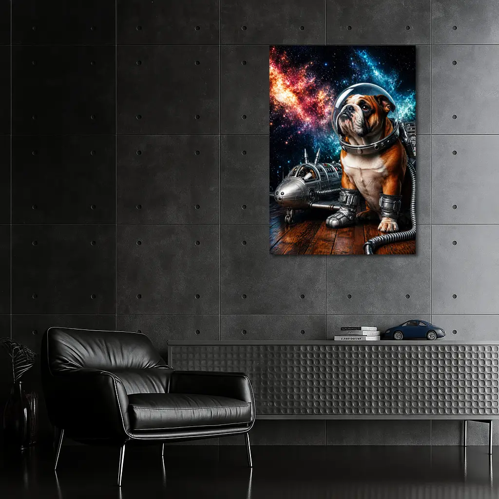 English Bulldog Astronaut Space Galaxy Art – Wall Art