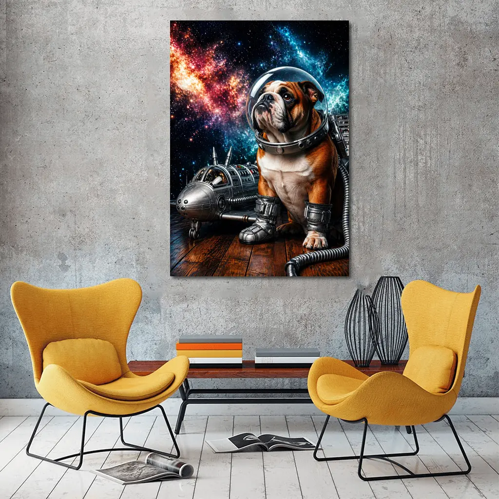 English Bulldog Astronaut Space Galaxy Art – Wall Art