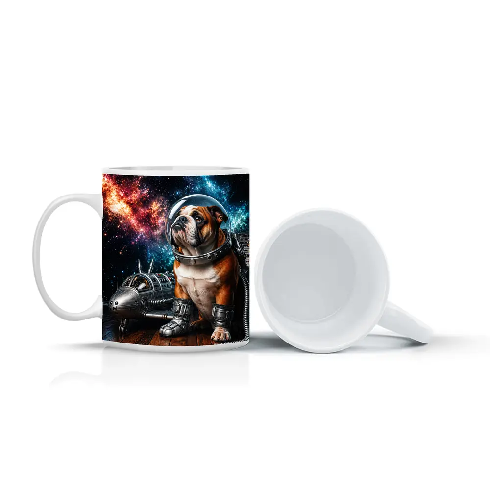 English Bulldog Astronaut Space Galaxy Art – Mugs