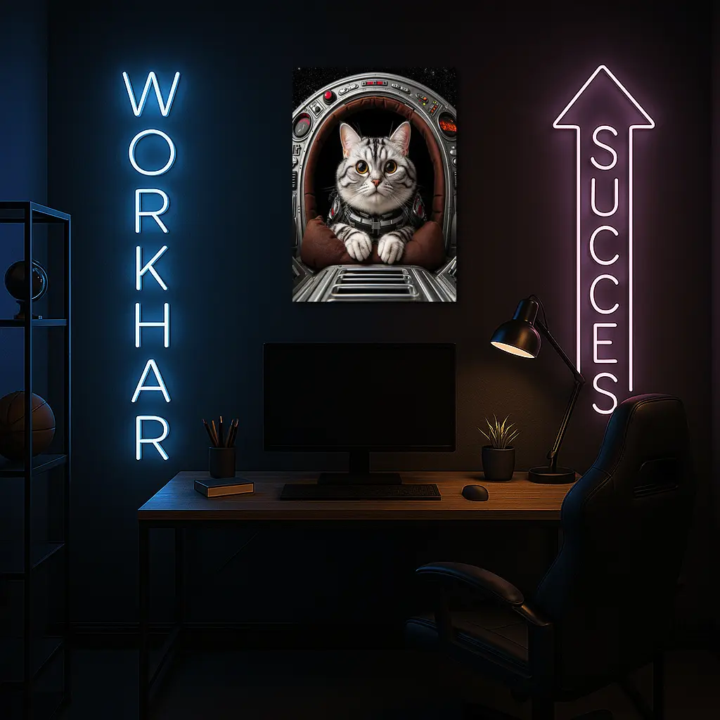 American Shorthair Cat Astronaut Starship Cockpit – Wall Art
