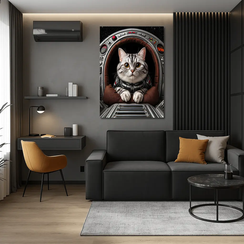 American Shorthair Cat Astronaut Starship Cockpit – Wall Art