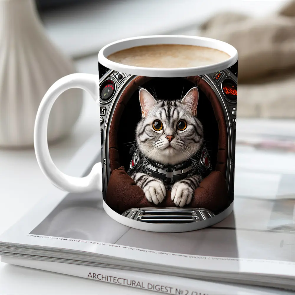 American Shorthair Cat Astronaut Starship Cockpit – Mugs