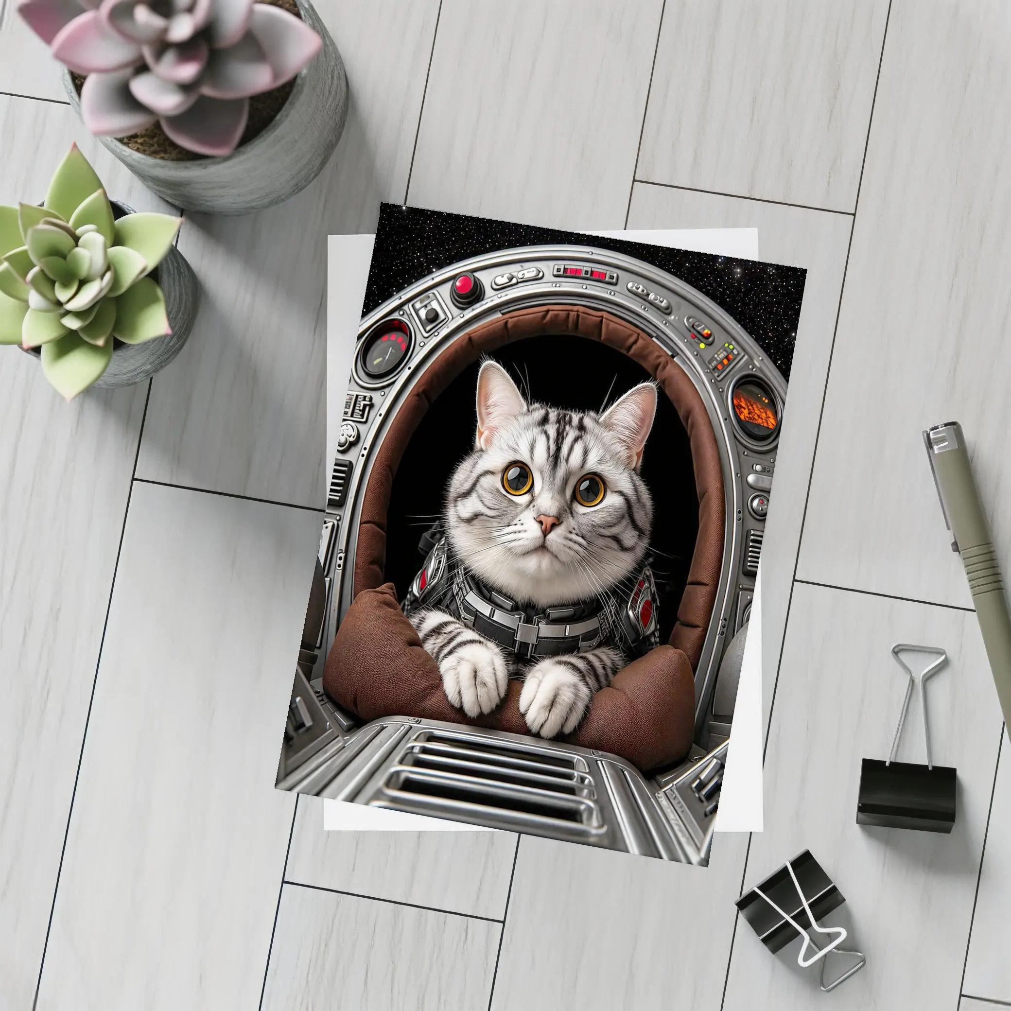 American Shorthair Cat Astronaut Starship Cockpit – Postcards