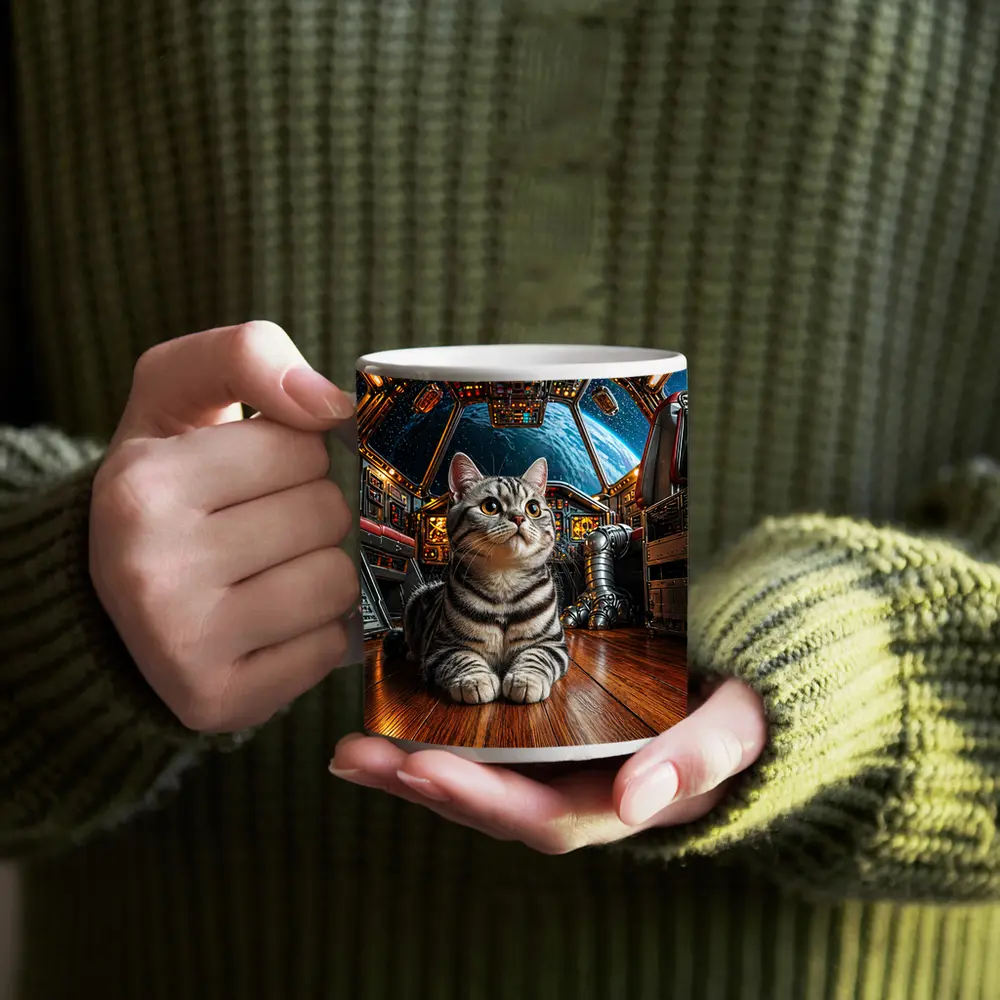 American Shorthair Cat Space Station Cockpit – Mugs