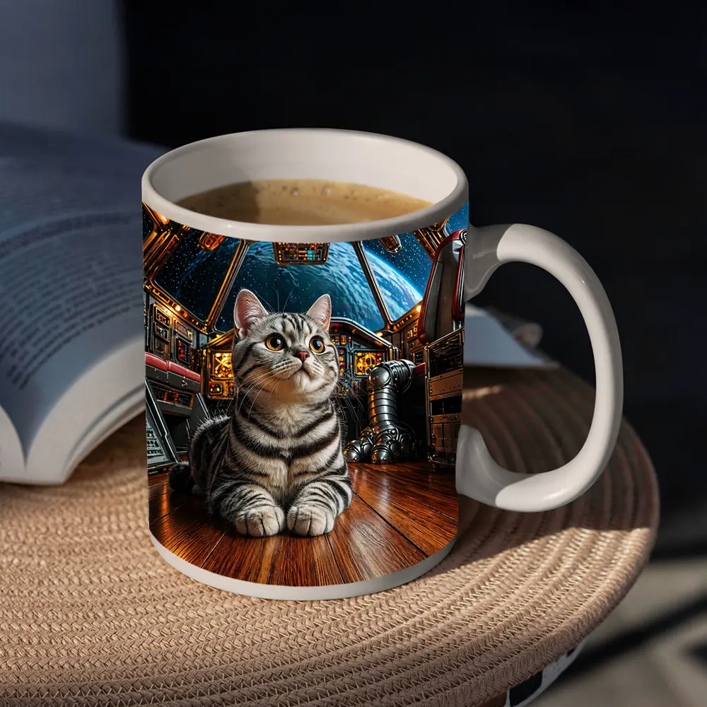 American Shorthair Cat Space Station Cockpit – Mugs