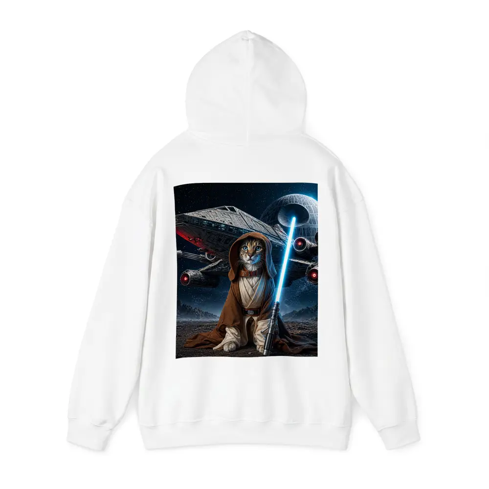 Jedi Cat Warrior With Lightsaber Space Background – Hoodies