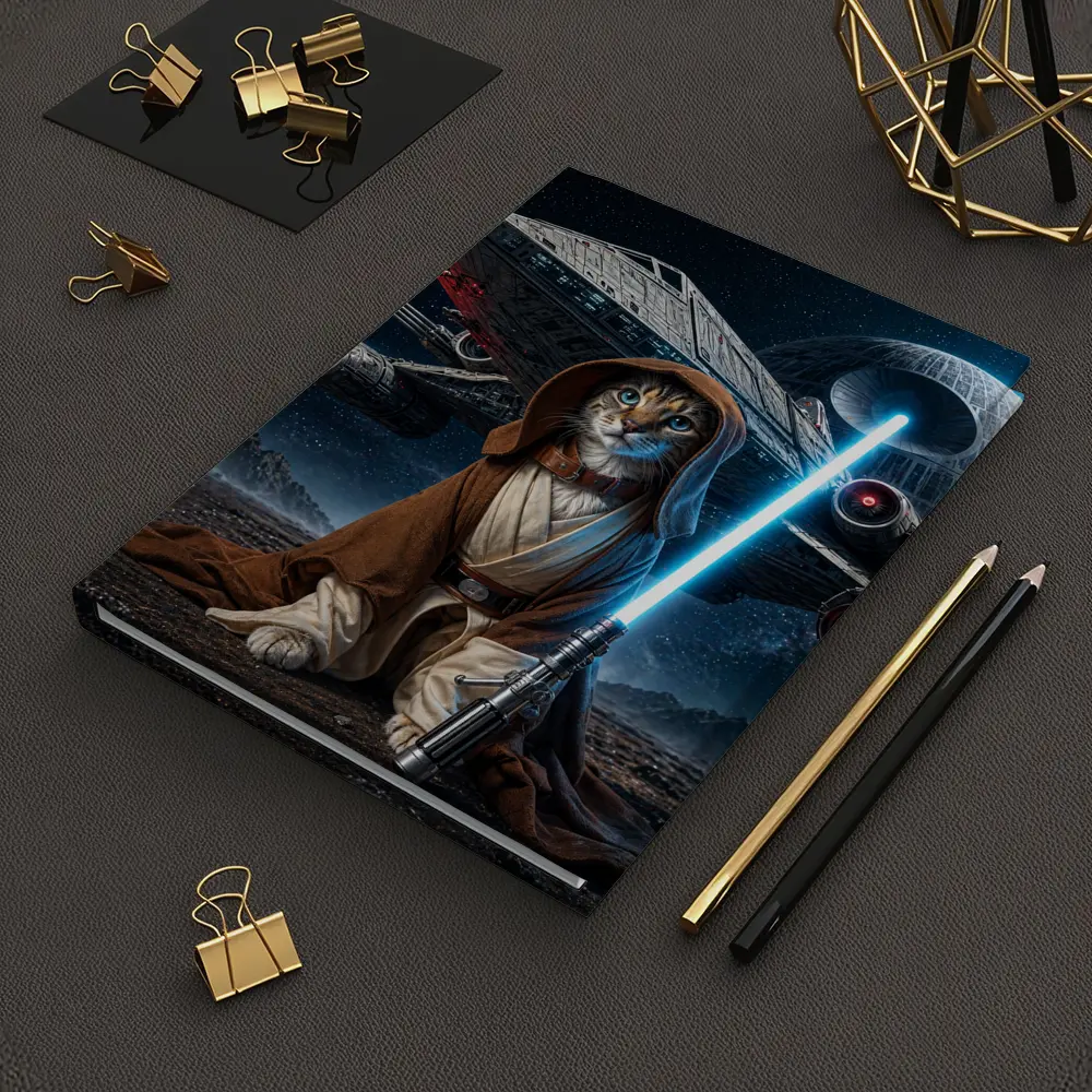 Jedi Cat Warrior With Lightsaber Space Background – Notebooks