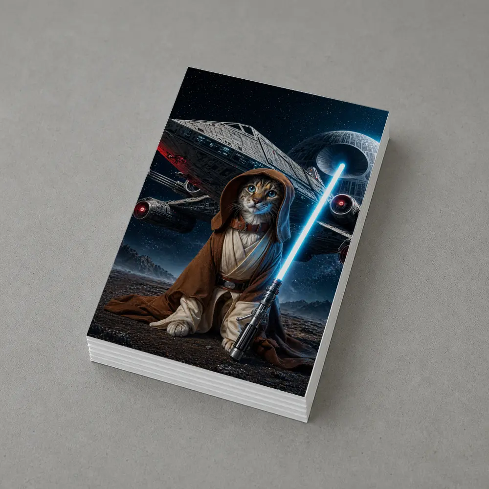 Jedi Cat Warrior With Lightsaber Space Background – Postcards