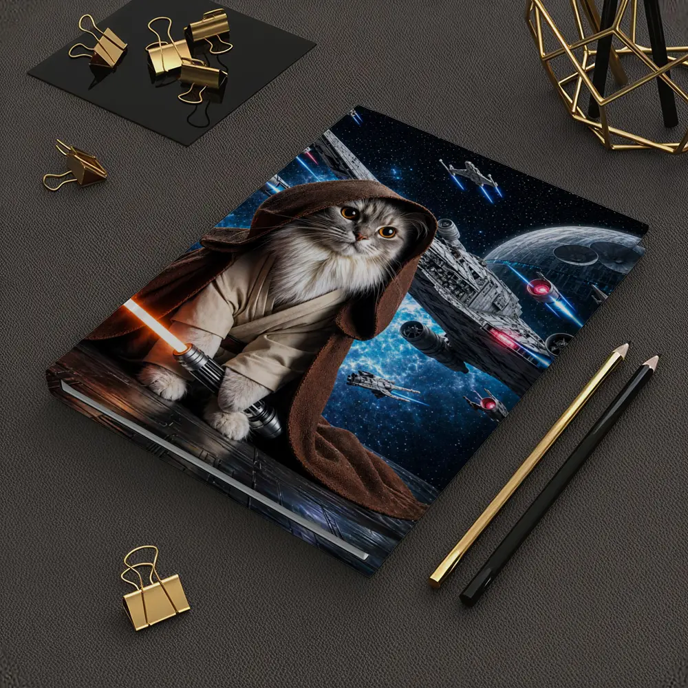 Jedi Cat With Lightsaber In Space – Notebooks