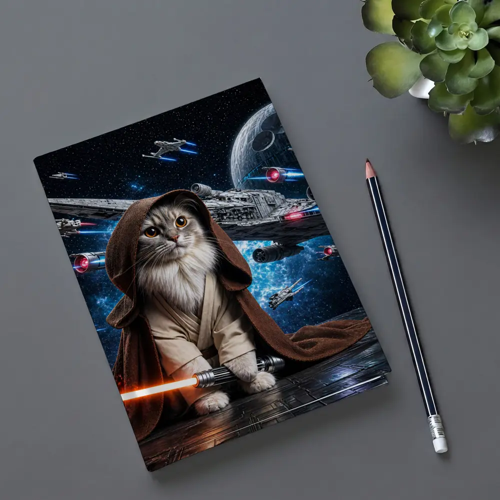 Jedi Cat With Lightsaber In Space – Notebooks