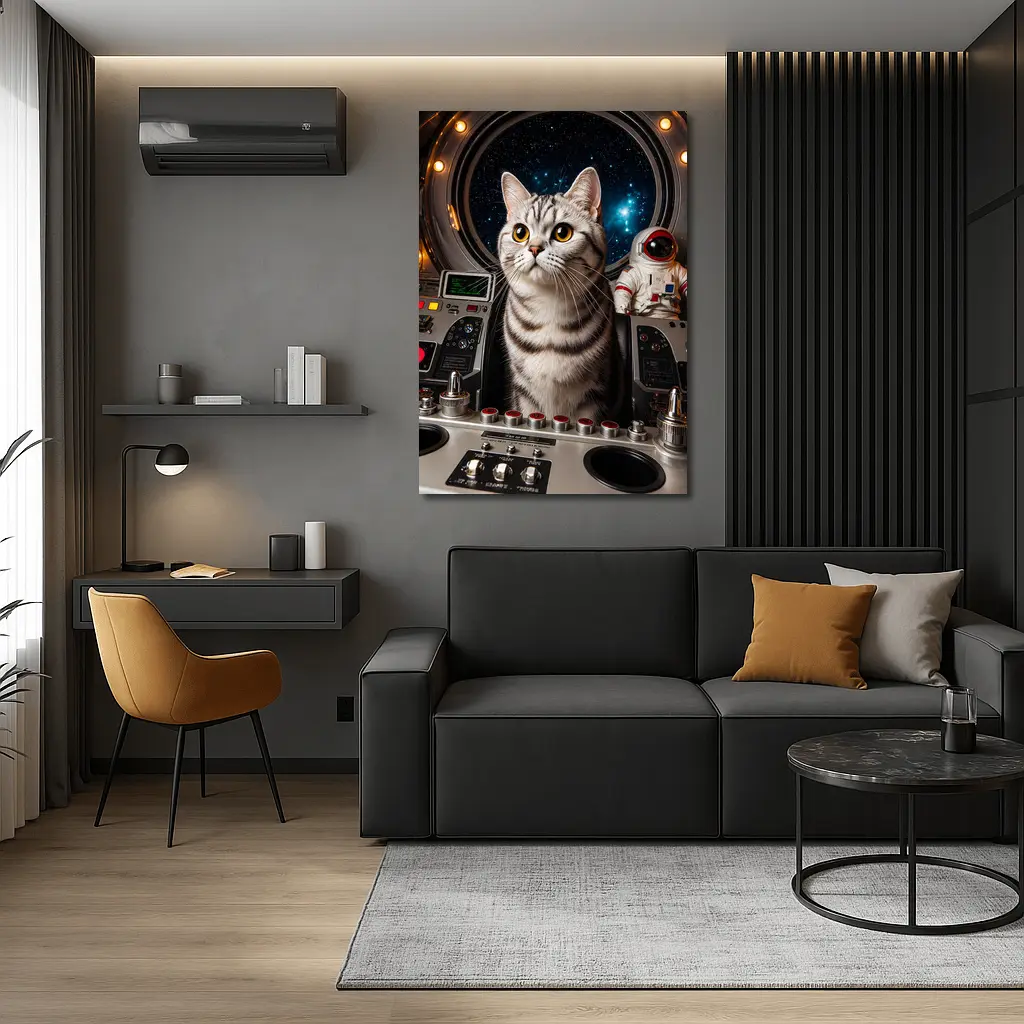 American Shorthair Cat Spaceship Cockpit Stars – Wall Art