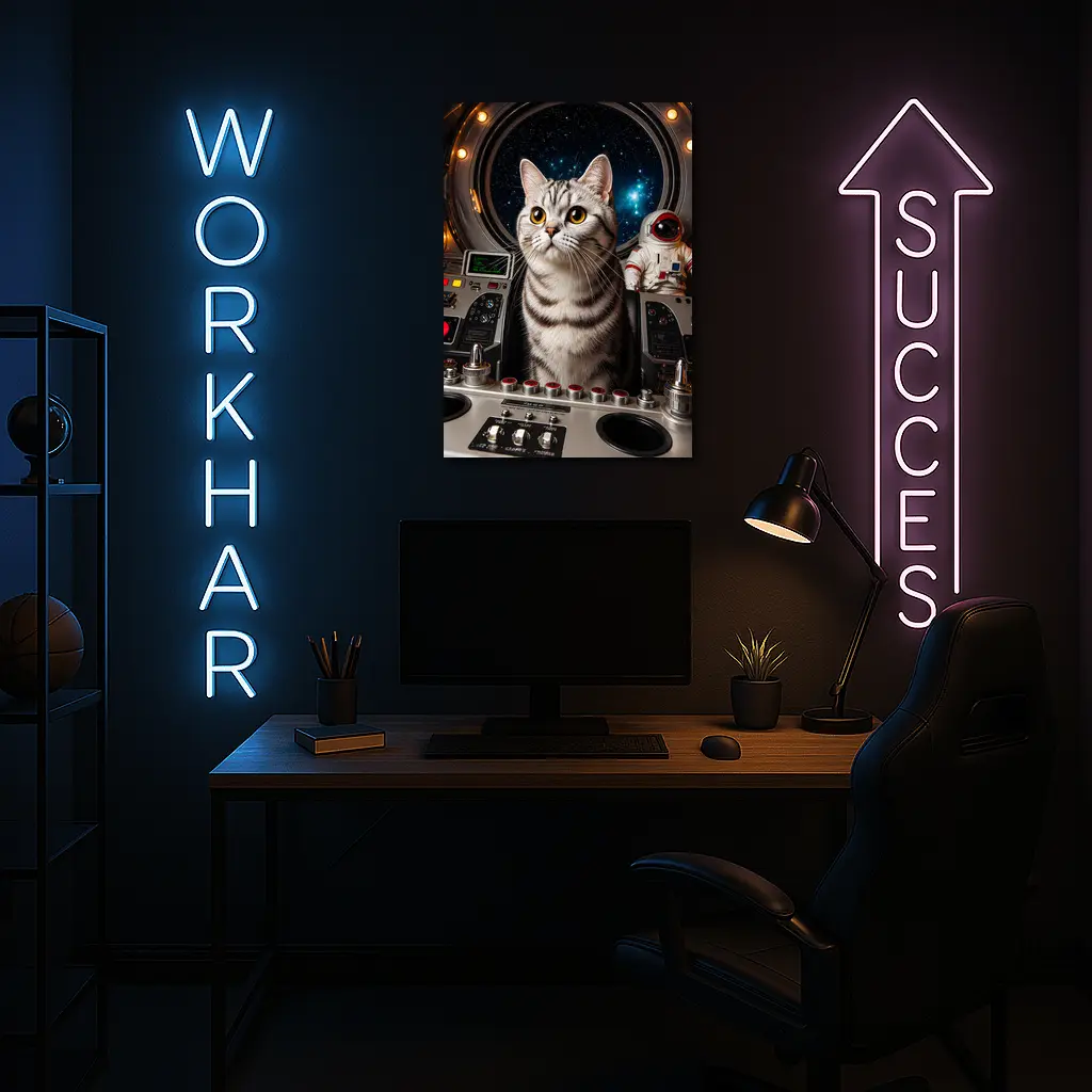 American Shorthair Cat Spaceship Cockpit Stars – Wall Art