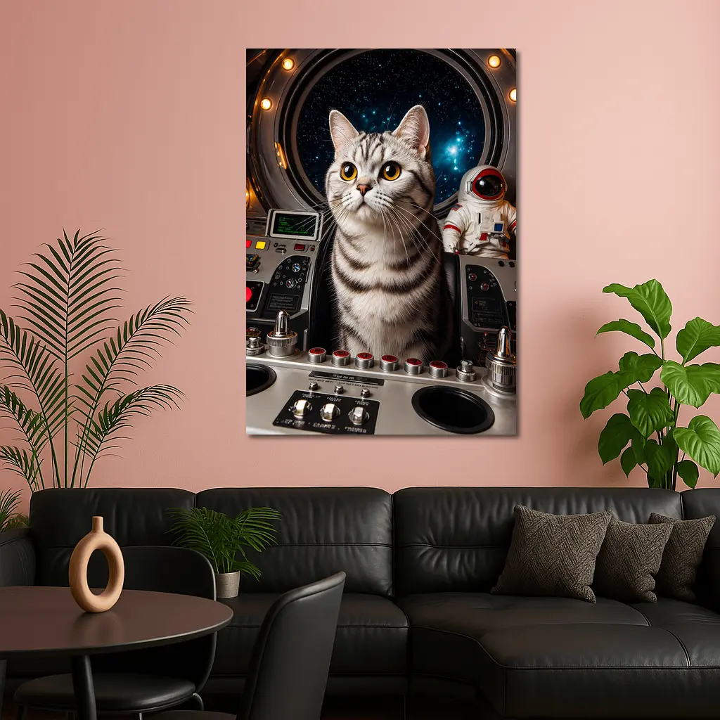 American Shorthair Cat Spaceship Cockpit Stars – Wall Art