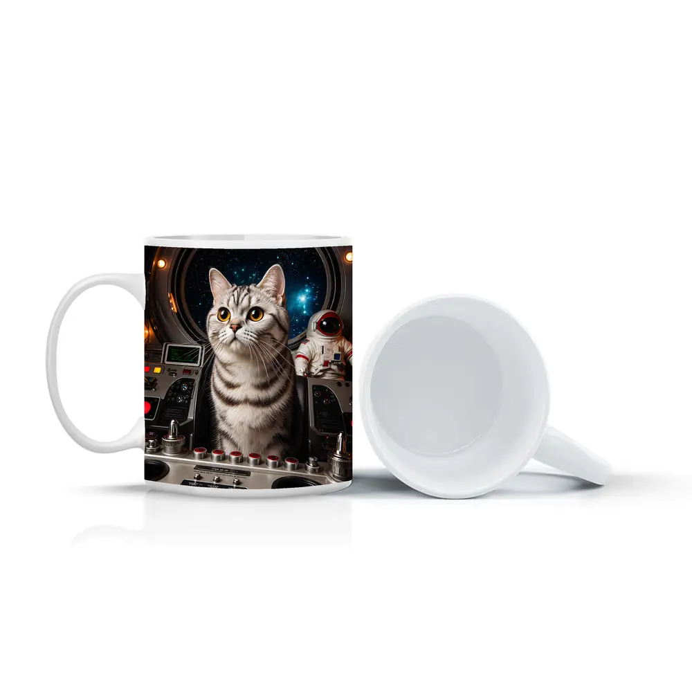 American Shorthair Cat Spaceship Cockpit Stars – Mugs