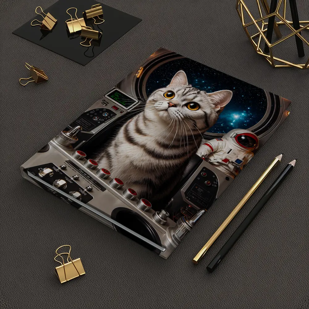 American Shorthair Cat Spaceship Cockpit Stars – Notebooks