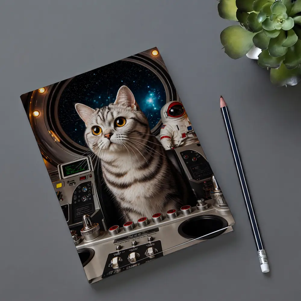American Shorthair Cat Spaceship Cockpit Stars – Notebooks