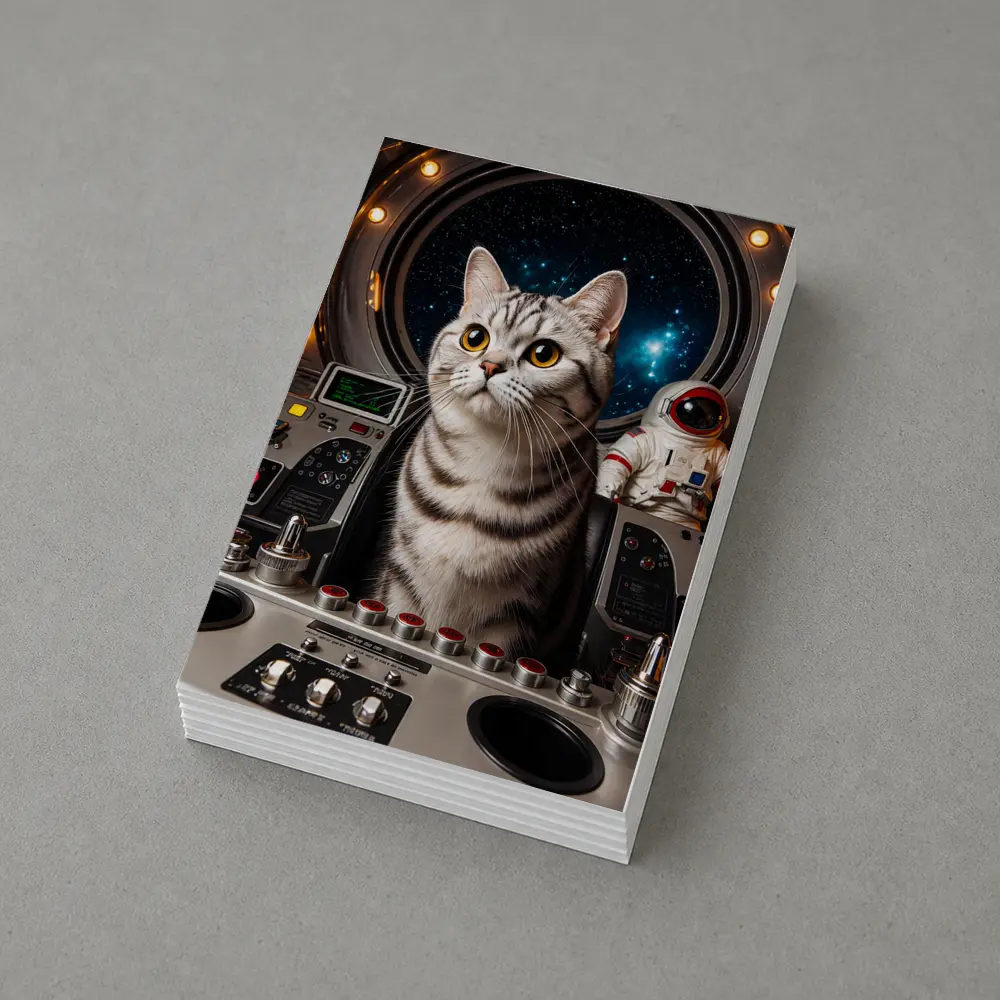 American Shorthair Cat Spaceship Cockpit Stars – Postcards