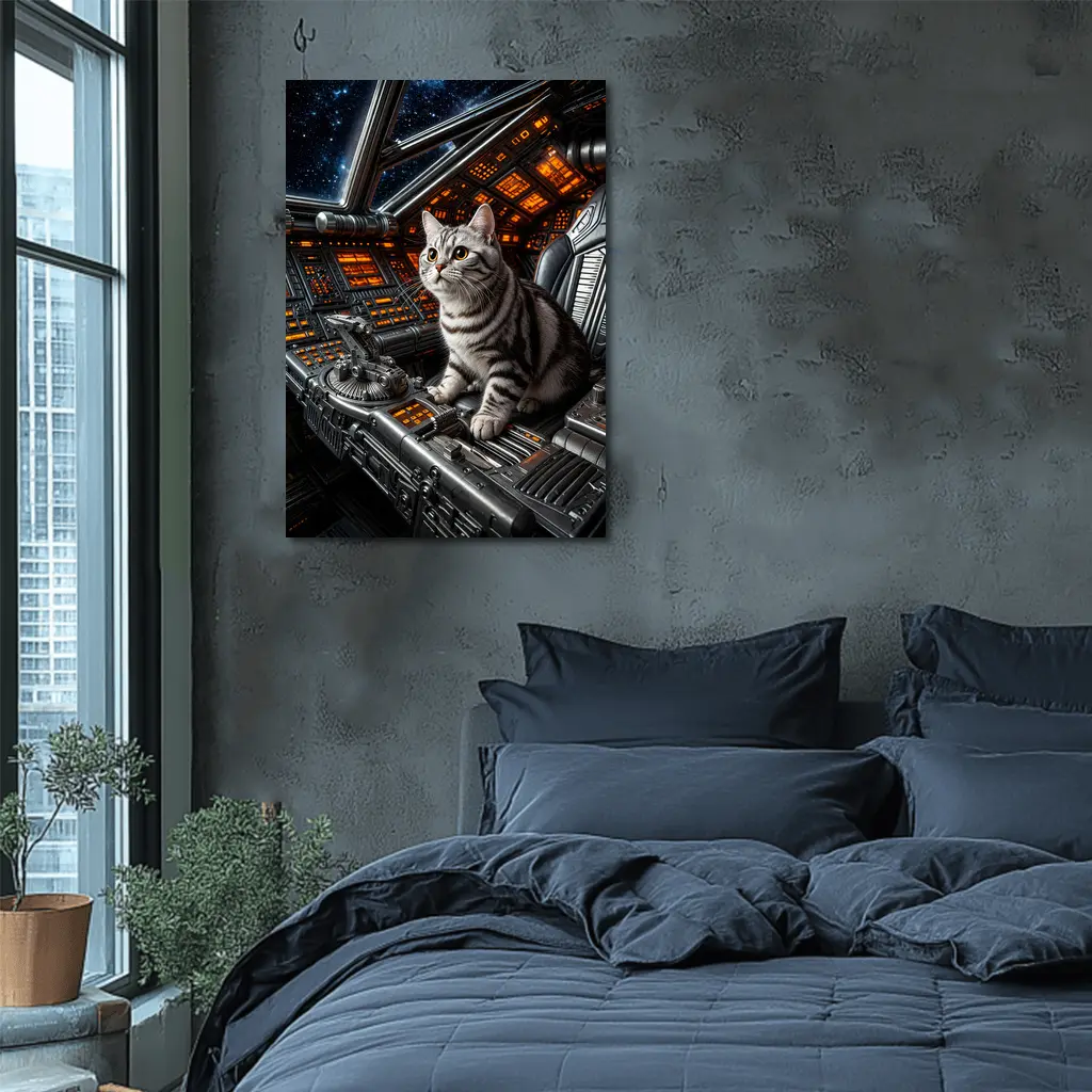 American Shorthair Cat Spaceship Cockpit Stars – Wall Art