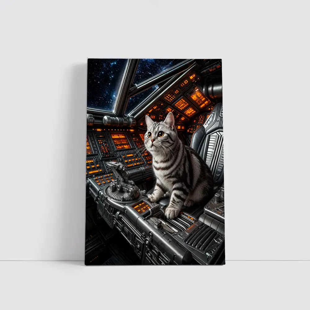 American Shorthair Cat Spaceship Cockpit Stars – Wall Art