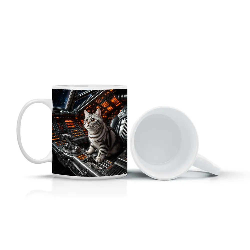 American Shorthair Cat Spaceship Cockpit Stars – Mugs