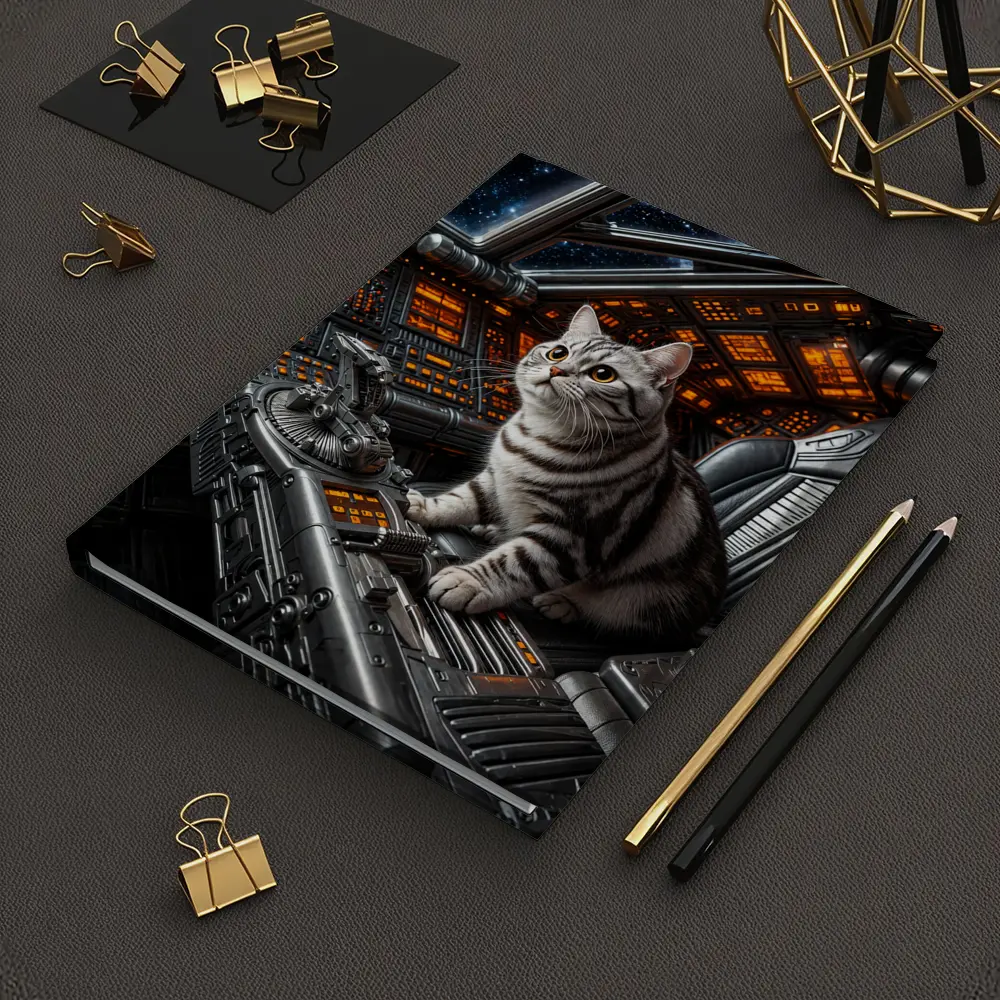 American Shorthair Cat Spaceship Cockpit Stars – Notebooks