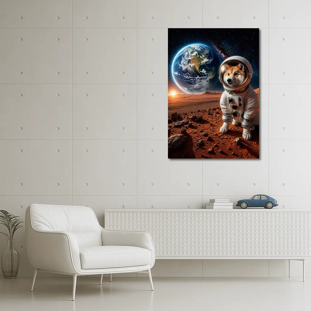 Shiba Inu Astronaut on Mars Space – Wall Art