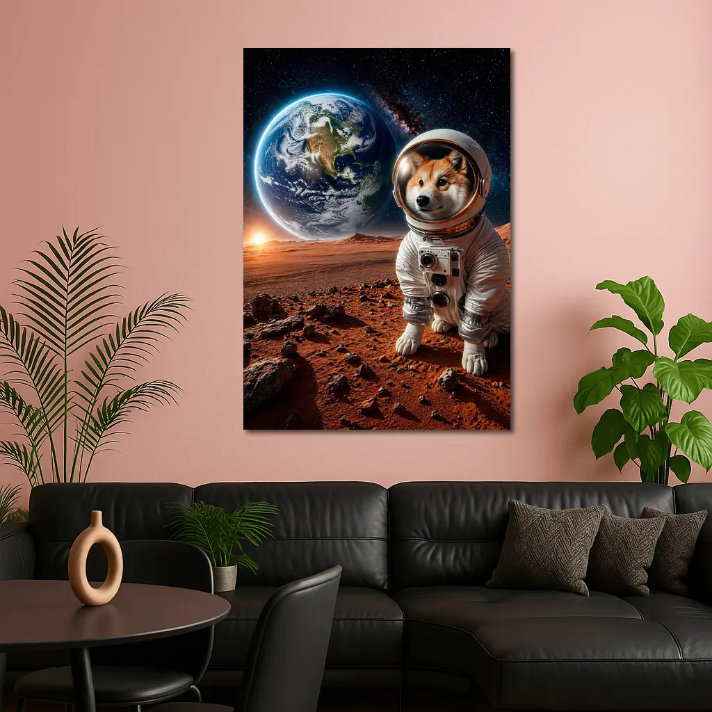 Shiba Inu Astronaut on Mars Space – Wall Art