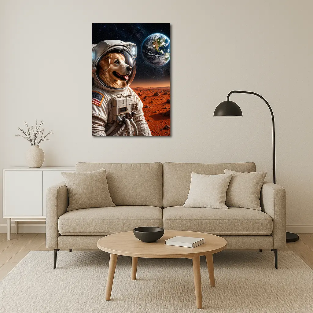 Golden Retriever Astronaut On Mars Surface – Wall Art